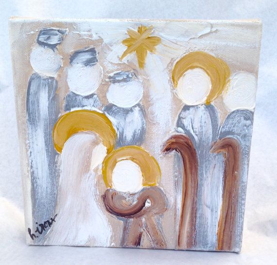 570x547 Abstract Nativity Painting, Abstract Angel Painting, Angel - Abstract Nativity Painting