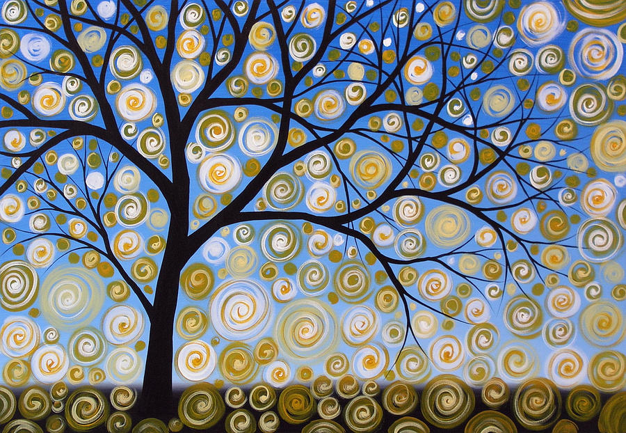 900x622 Abstract Tree Nature Original Painting Starry Starry By Amy - Abstract Nature Painting