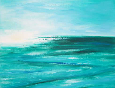 490x376 Abstract Ocean Painting Wall Art Ocean, Paintings - Abstract Ocean Painting