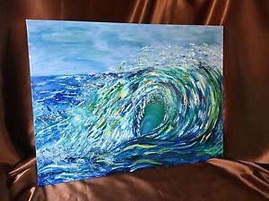 300x225 Modern Oil Painting On Canvas Impressionistabstract Ocean Waves - Abstract Ocean Painting