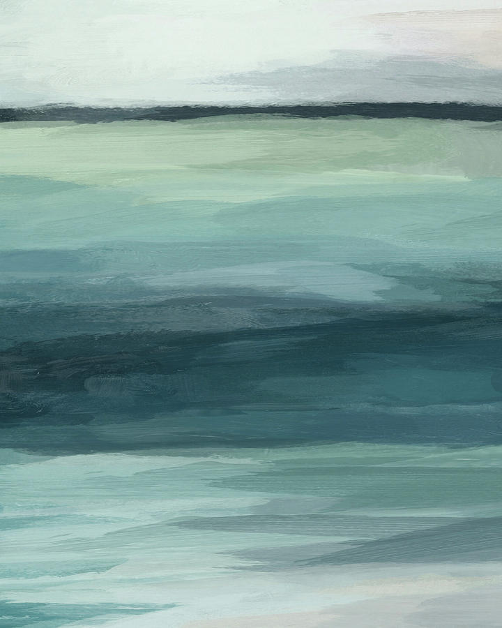 720x900 Seafoam Green Mint Navy Blue Abstract Ocean Art Painting Painting - Abstract Ocean Painting