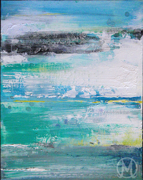 572x720 Abstract Art Painting Ocean Colors Yellow Blue Melody Owens - Abstract Ocean Painting