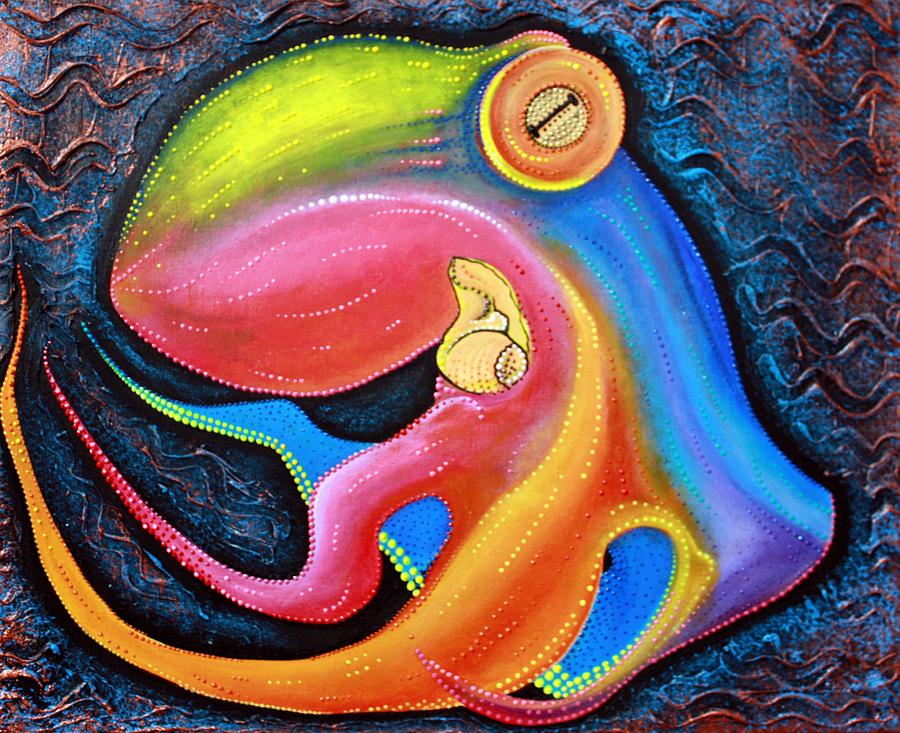 900x733 Giant Octopus Painting By Laura Barbosa - Abstract Octopus Painting