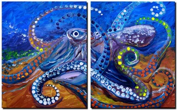 350x218 Octopus Abstract And Modern Fish Art - Abstract Octopus Painting