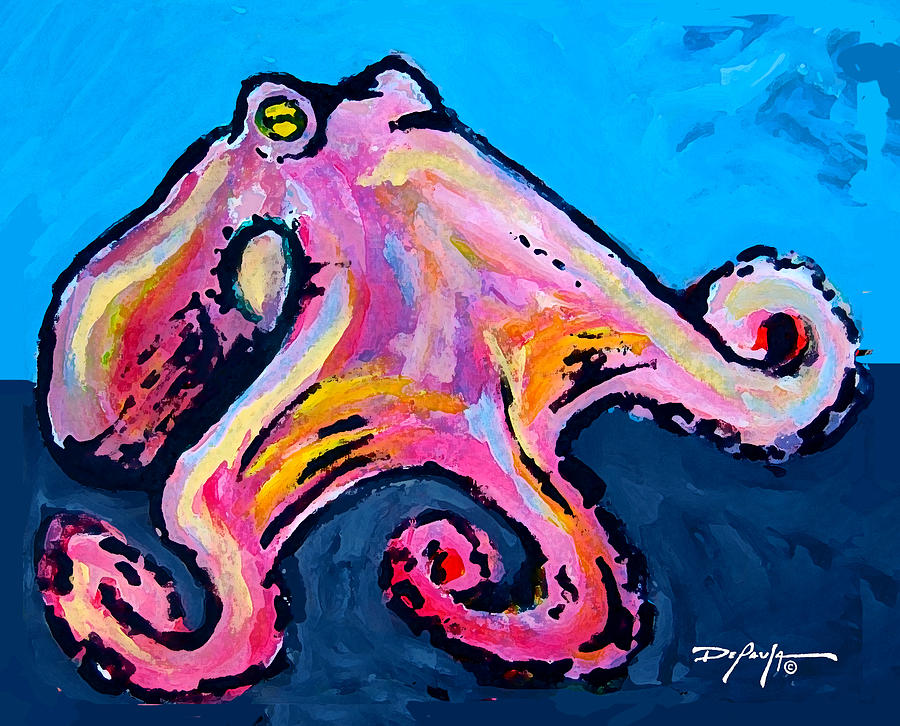 900x726 Octopus Painting By William Depaula - Abstract Octopus Painting