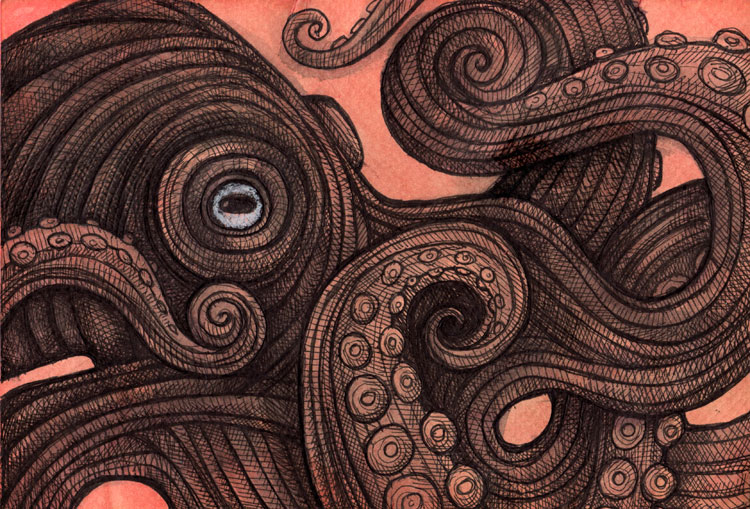 750x509 The Octopus By Velvet Dragon - Abstract Octopus Painting