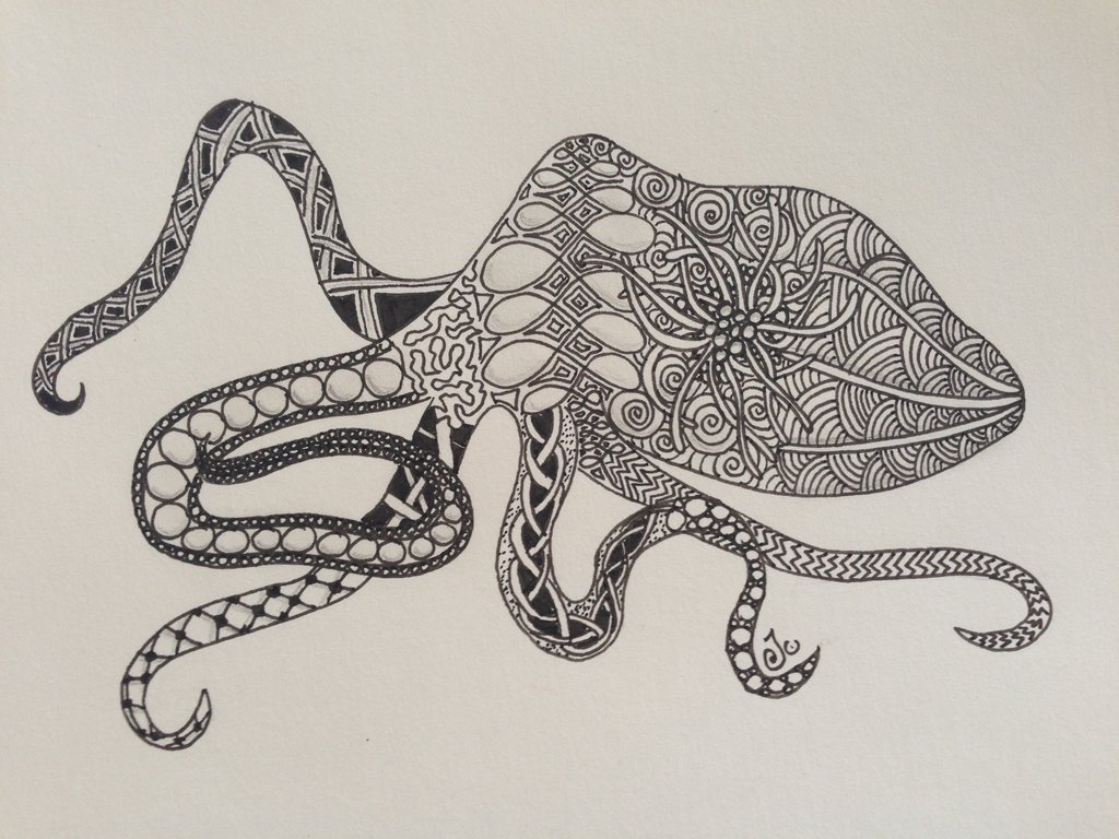 1024x768 Zentangle - Abstract Octopus Painting
