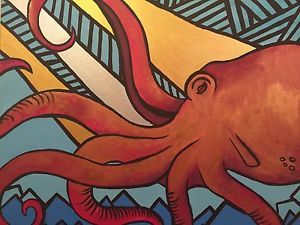 300x225 Abstract Octopus Painting 90 X 90cm In Qld Ebay For Sale - Abstract Octopus Painting