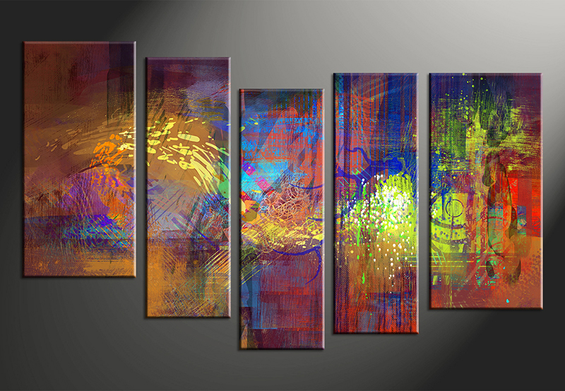 800x553 Vvvart Reviews,5 Piece Abstract Decor Colorful Oil Paintings Multi - Abstract Oil Painting On Canvas