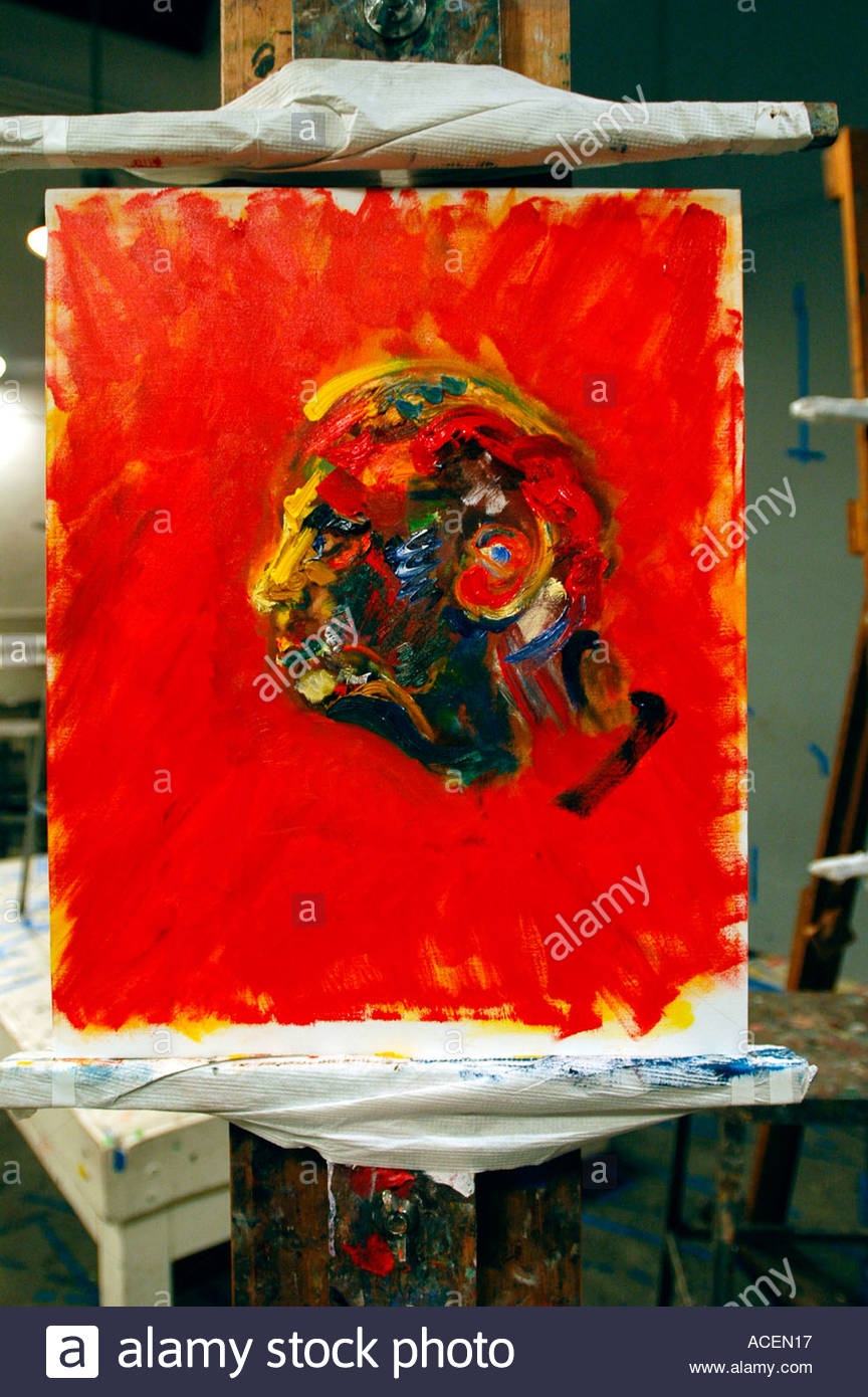 864x1390 Abstract Oil Painting Portrait Of Model In Art Class Stock Photo - Abstract Oil Painting Portraits