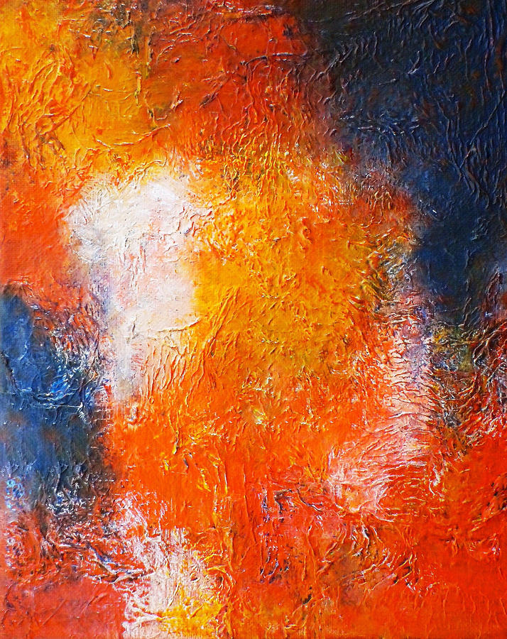 714x900 Abstract In Orange And Blue Painting By Angela Anelli - Abstract Orange Painting
