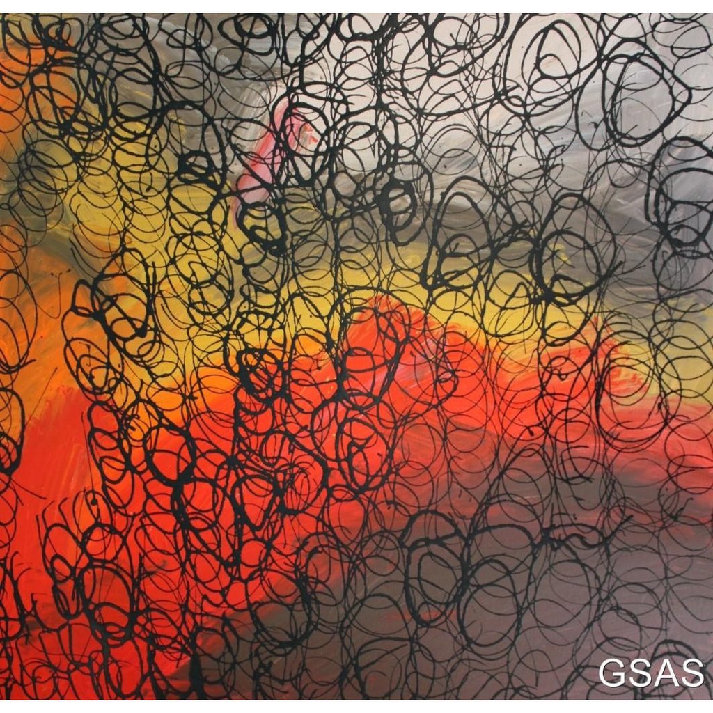 1024x1024 Abstract Art Canvas Painting Orange Yellow Brown. Wall Art - Abstract Orange Painting