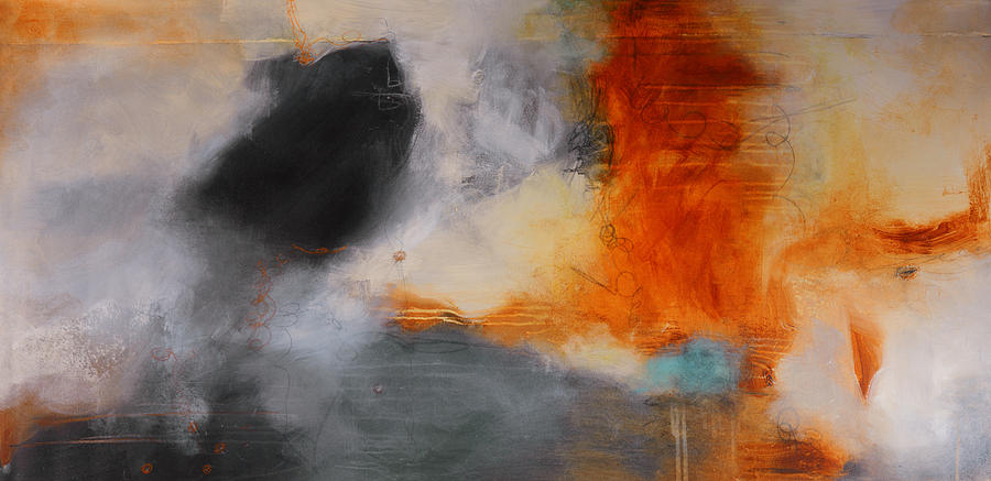 900x437 Grey Orange Abstract Painting By Andrada Anghel - Abstract Orange Painting