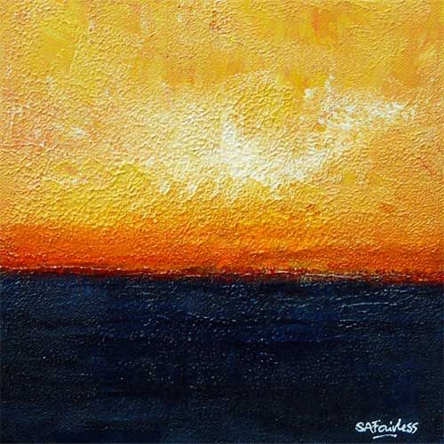 500x500 Image Detail For Orange Blue Ii Abstract Landscape Painting - Abstract Orange Painting