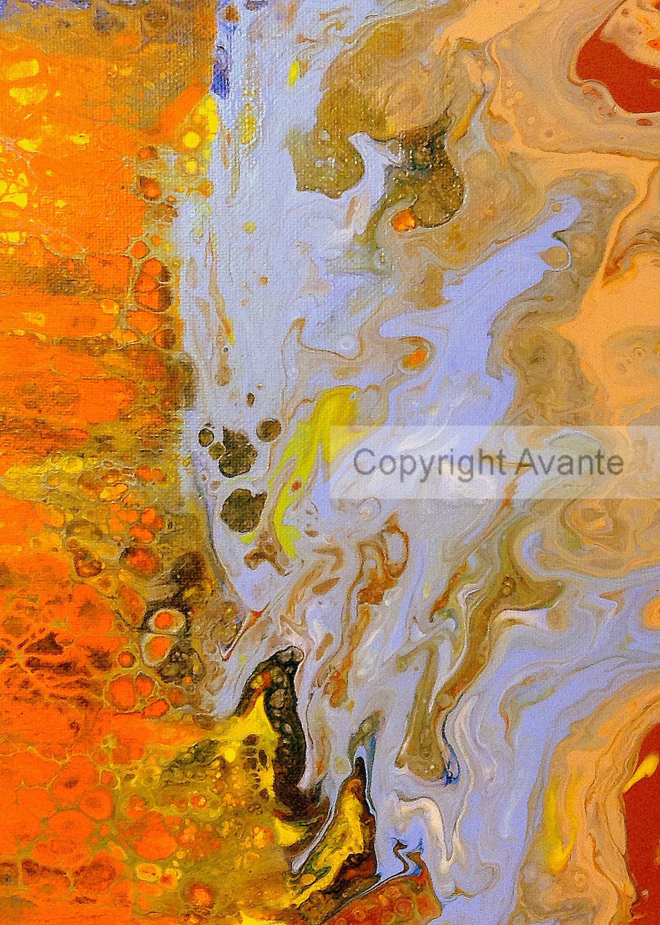 1350x1892 Orange Jules Art Print - Abstract Orange Painting