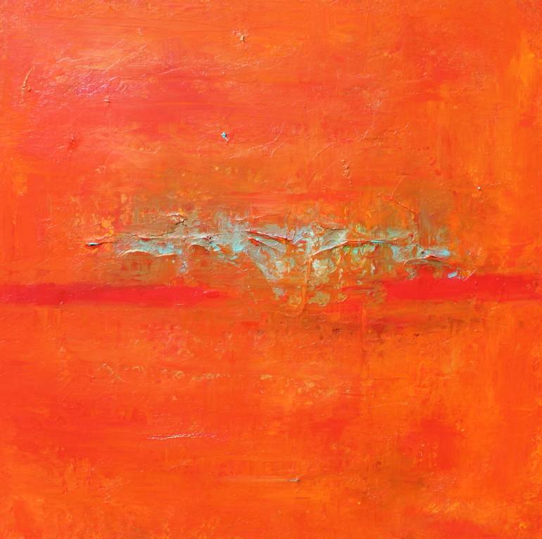 770x767 Saatchi Art Red Orange Abstract Panel Painting By Robert Lynn - Abstract Orange Painting