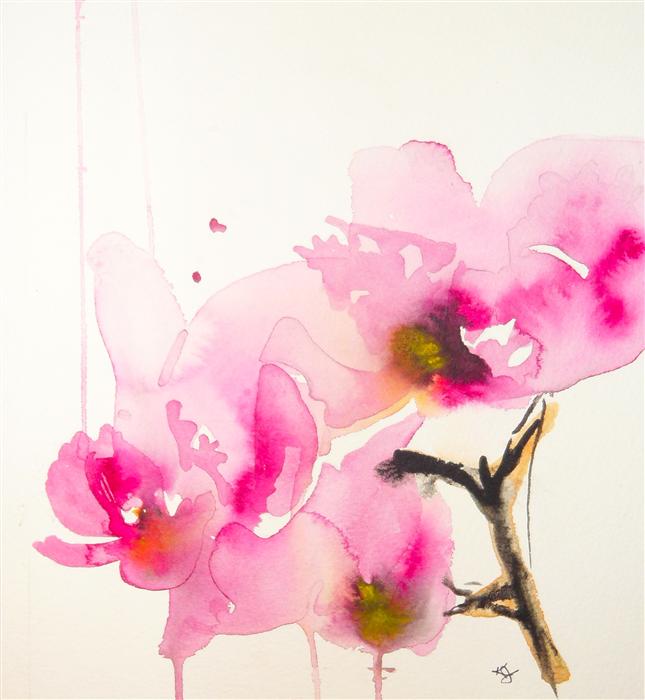 645x700 Orchid Study Ii Karin Johannesson - Abstract Orchid Painting