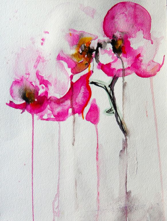 583x770 Saatchi Art Artist Karin Johannesson Watercolor 2013 Painting - Abstract Orchid Painting