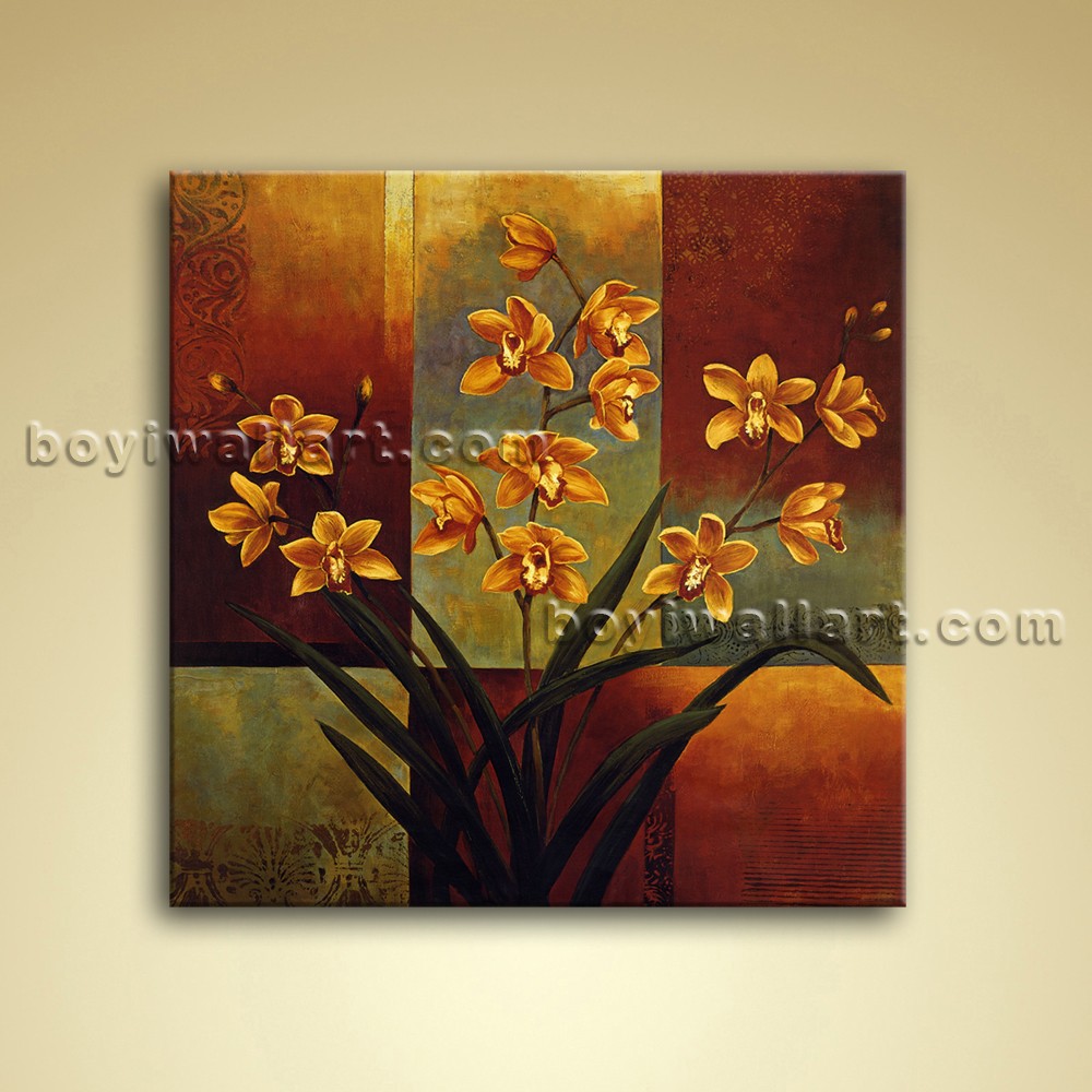 1000x1000 Contemporary Abstract Floral Painting Oil Canvas Wall Art Orchid - Abstract Orchid Painting