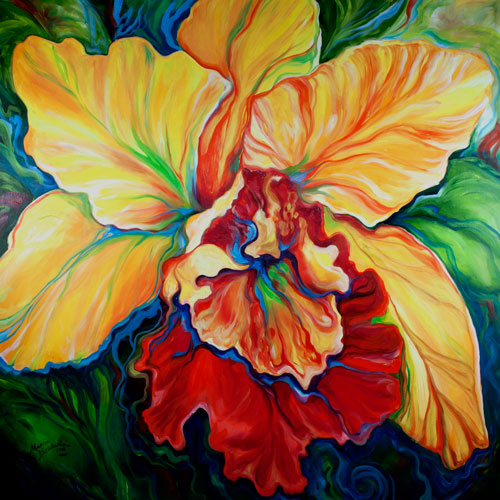 500x500 Daily Paintings ~ Fine Art Originals By Marcia Baldwin Tropical - Abstract Orchid Painting