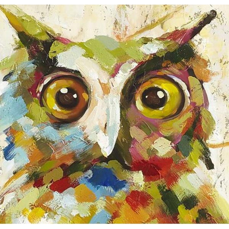 800x800 Artworks Hand Painted Modern Abstract Funny Animal Oil Painting - Abstract Owl Painting