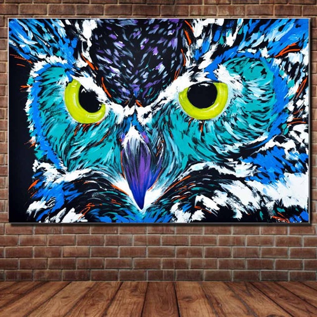 640x640 Abstract Animal Owl Oil Painting On Canvas Modern Style Wall Art - Abstract Owl Painting