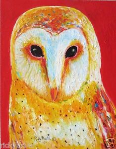 234x300 Abstract Owl Acrylic Painting Original Art, Certificate Ricky - Abstract Owl Painting
