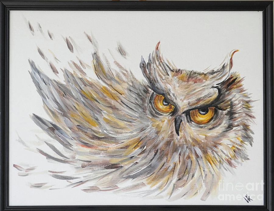 900x692 Abstract Owl Painting By Vera Kovtun - Abstract Owl Painting