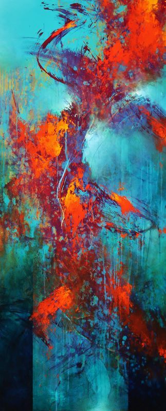 323x800 Colorful Painting Series Santa Fe Large Abstract Contemporarytexas - Abstract Painting Colorful