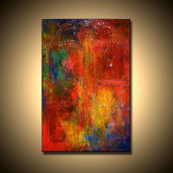 570x570 Original Textured Modern Abstract, Impressionist Vintage Door Oil - Abstract Painting Gallery