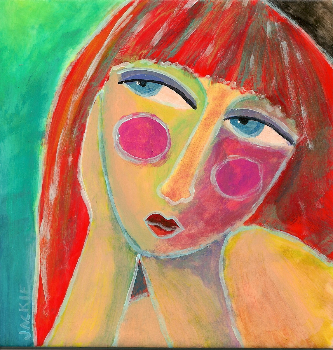 1141x1200 Hand Painted Ceramic Tile Abstract Portrait Painting Of A Woman - Abstract Painting Of A Woman