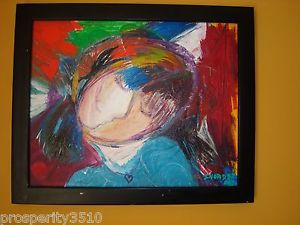 300x225 Original Modern Art Abstract Painting Oil On Canvas Divided Face - Abstract Painting Of A Woman