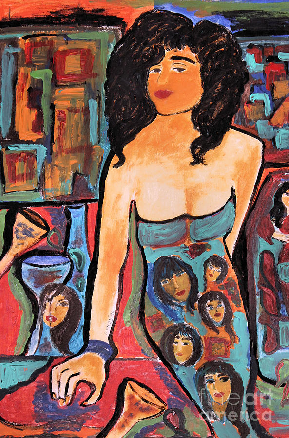 593x900 A Woman Of Taste Painting By Sandy Deluca - Abstract Painting Of A Woman