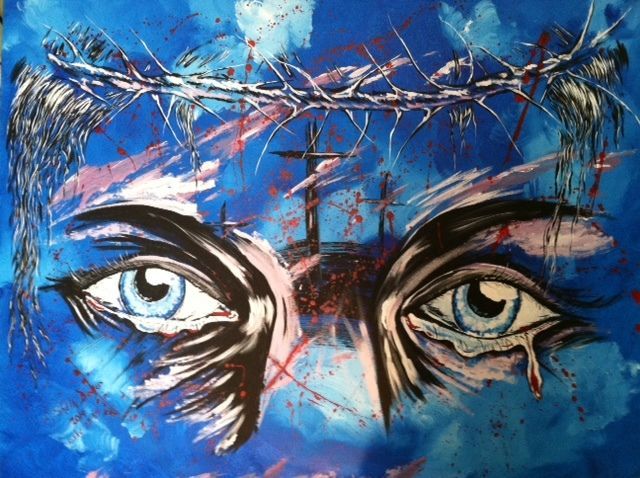 640x478 Original Acrylic On Canvas Jesus Painting By Shelly Boyer Signed - Abstract Painting Of Jesus