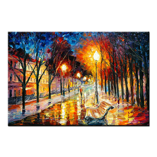 600x600 Canvas Prints Living Room Night Street Wall Art Abstract Painting - Abstract Painting Prints