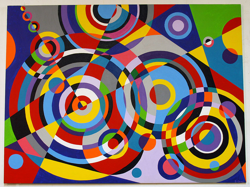 864x645 Modern Abstract Geometric Paintings By Artist Bruce Gray - Abstract Painting With Circles