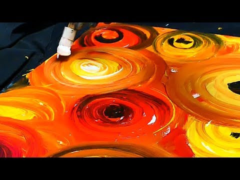 480x360 Simple Abstract Painting Circles Using Acrylic Paint, Brush - Abstract Painting With Circles