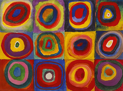 400x294 Squares With Concentric Circles By Wassily Kandinsky (Farbstudie - Abstract Painting With Circles