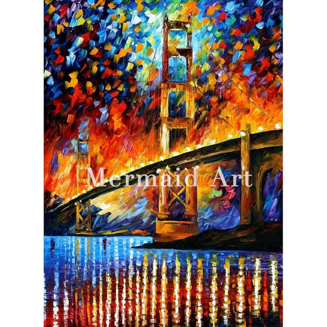 640x640 Hand Painted Oil Painting On Canvas For Abstract San Francisco - Abstract Palette Knife Painting