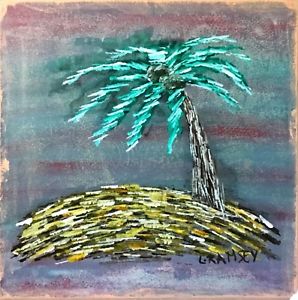 298x300 Oasis Painting Art Tropical Palm Tree Original Abstract Art 12x12 - Abstract Palm Tree Painting