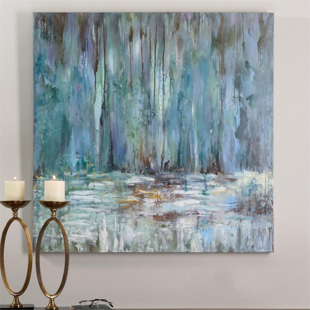 1000x1000 Coastal Modern Blue Abstract Pastel Painting Kathy Kuo Home - Abstract Pastel Painting