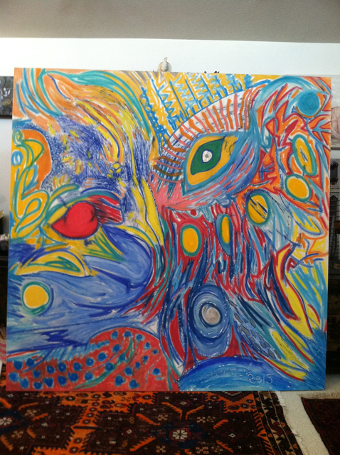 478x640 Richard Lazzara Artwork Peacock Eye Original Painting Acrylic - Abstract Peacock Acrylic Painting