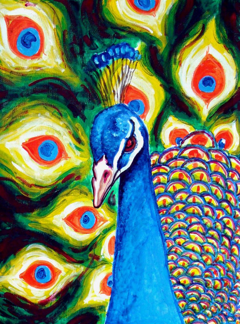 Abstract Peacock Acrylic Painting at PaintingValley.com | Explore ...