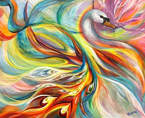 300x244 Abstract Peacock Paintings - Abstract Peacock Acrylic Painting