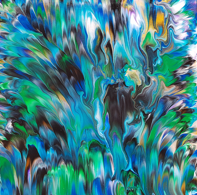 640x636 Alexandra Romano Artwork Peacock Original Painting Original - Abstract Peacock Acrylic Painting