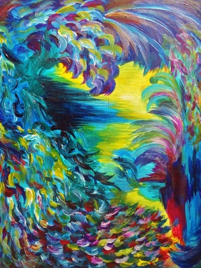 400x533 Flight On Tap - Abstract Peacock Painting