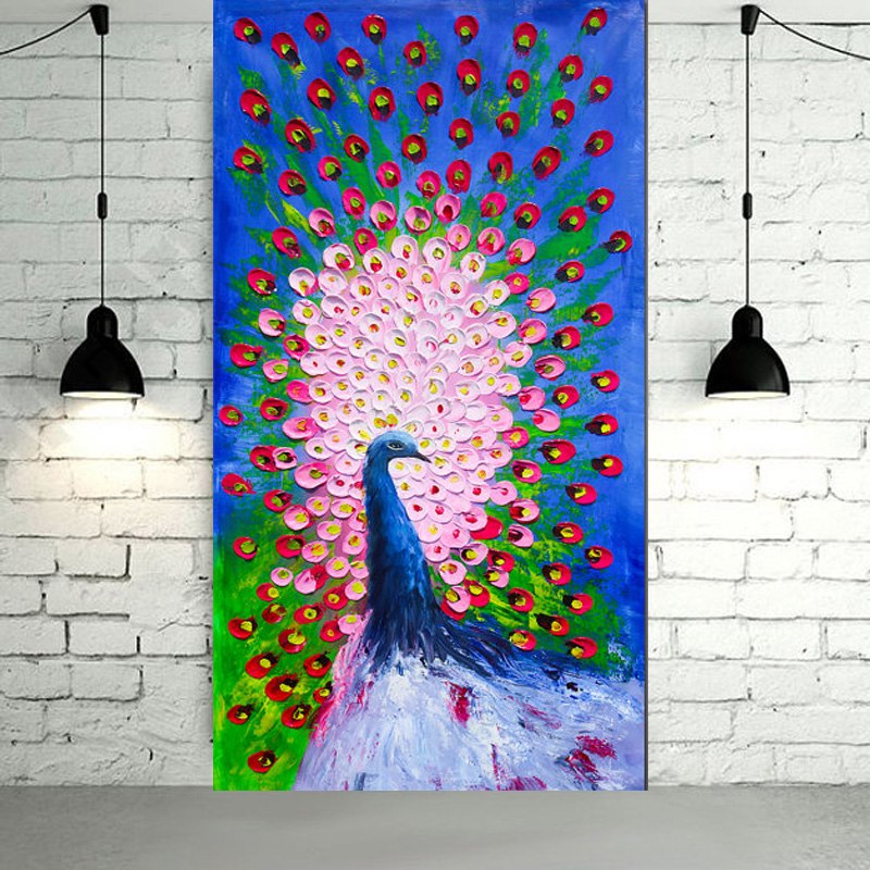 800x800 Online Shop High Skills Artist 100% Super Large Size Peacock Oil - Abstract Peacock Painting