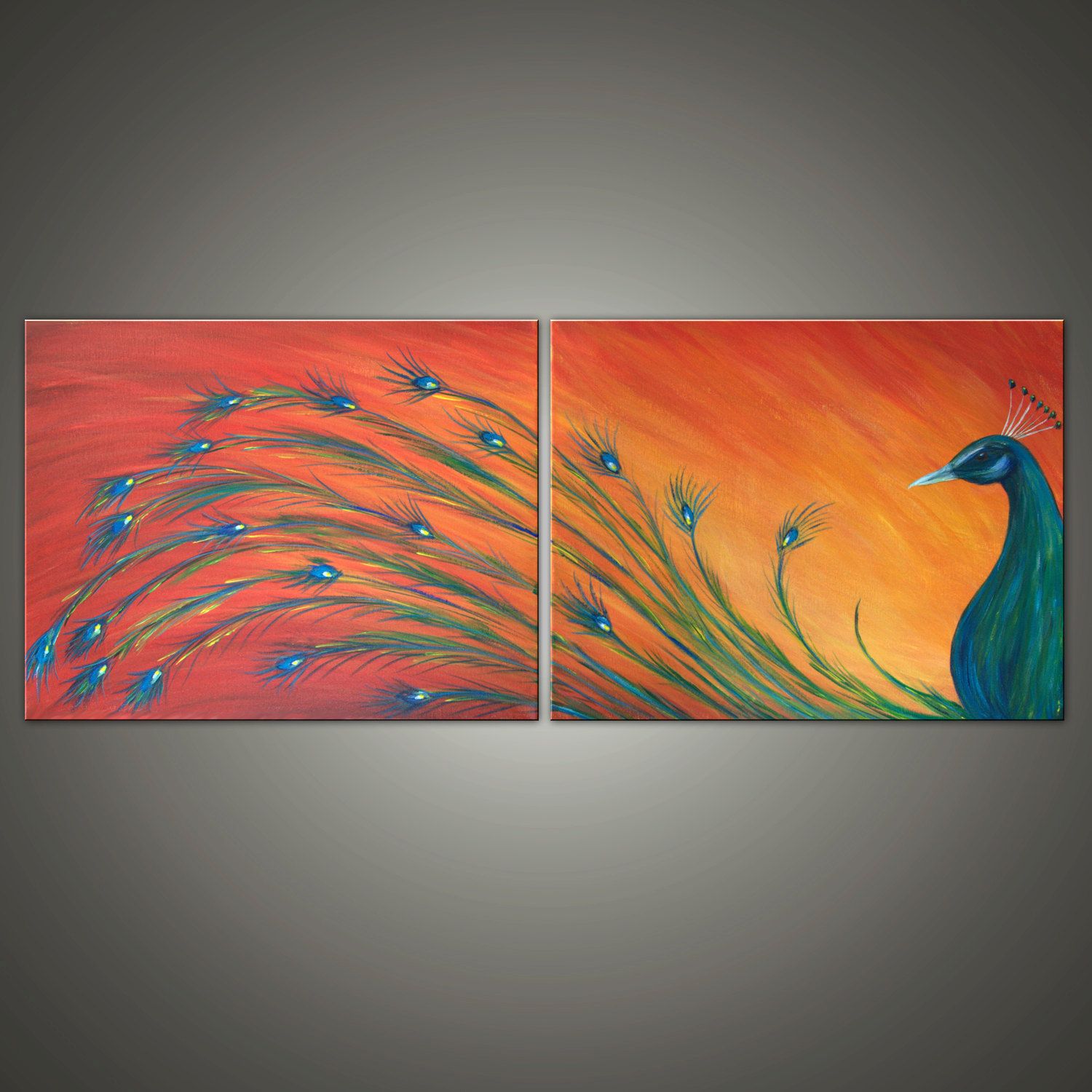 1500x1500 Original Commission Painting. Abstract Peacock Abstract Original - Abstract Peacock Painting