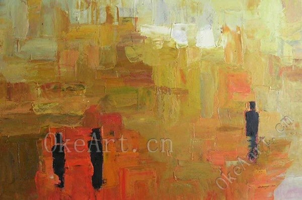 600x398 Hand Painted Abstract Oil Painting People On The Road Modern Art - Abstract People Painting
