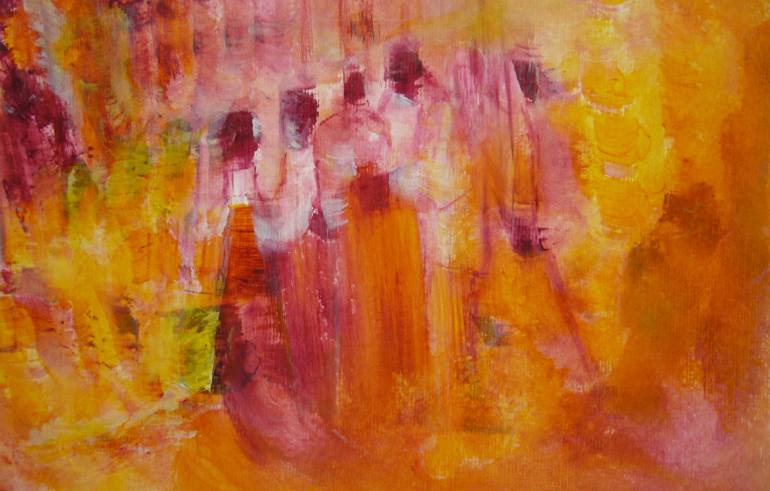 770x491 Saatchi Art Abstract People Yellow Violet Painting By Alina - Abstract People Painting